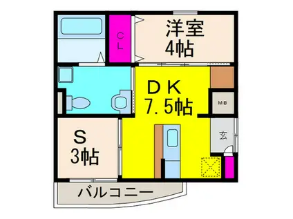 LA PORTE(1SDK/2階)の間取り写真