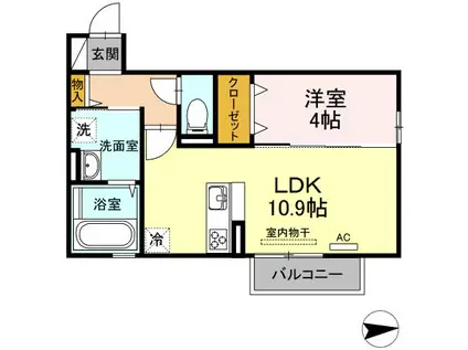 アンベリール(1LDK/2階)の間取り写真