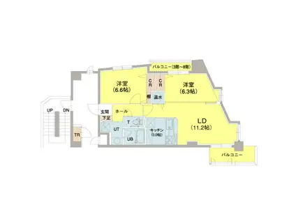 エナコート大通22(2LDK/3階)の間取り写真