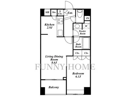 スペーシア三軒茶屋弐番館(1LDK/4階)の間取り写真