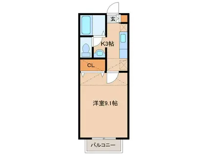 サンガーデンIII(1K/1階)の間取り写真