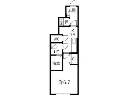 LEVEL VIJF A(1K/1階)の間取り写真