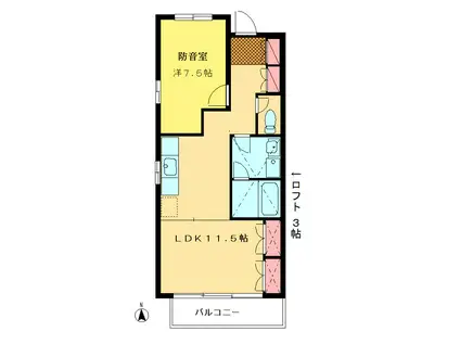 コンセールドミ(1LDK/4階)の間取り写真