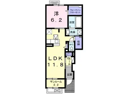 URBAN AOI II(1LDK/1階)の間取り写真