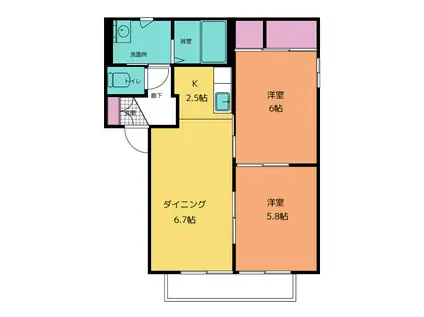 サニーコート花水木C(2DK/1階)の間取り写真
