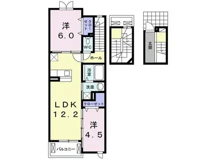 ヒル クライム(2LDK/3階)の間取り写真