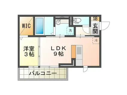 エスペランサS VI(1LDK/2階)の間取り写真
