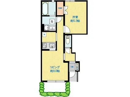 クリーンハイム(1LDK/1階)の間取り写真