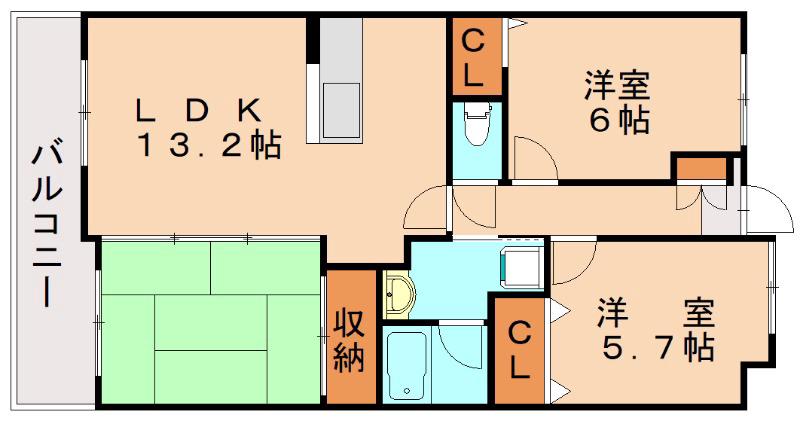 珪州館II(3LDK/3階)の間取り写真