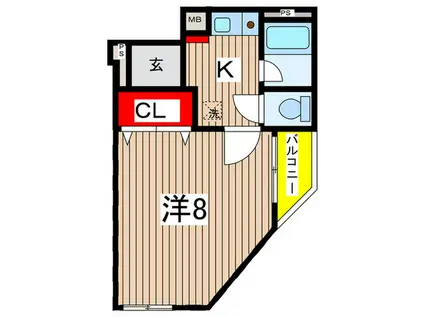 ウィスラーヴィレッジ(1K/1階)の間取り写真