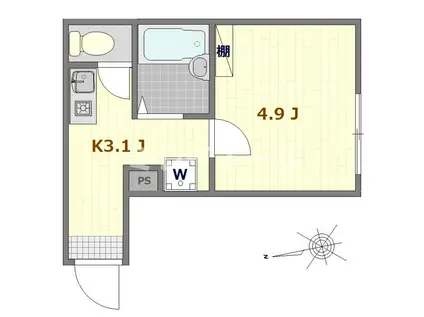 ウィルビーイング羽田(1K/2階)の間取り写真