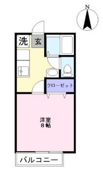 ビッグウェイ中庄B(1K/2階)の間取り写真
