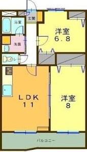 ヴィブレクレールII(2LDK/3階)の間取り写真