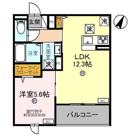 バレンティア(1LDK/3階)の間取り写真