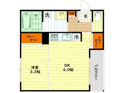 グランディールソレイユ(1DK/1階)の間取り写真