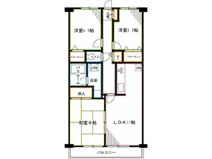 カサベルデ(3LDK/3階)の間取り写真