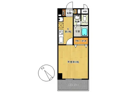 オークパレス(1K/5階)の間取り写真