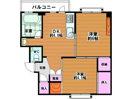 グリーンハイム堺 1棟(2DK/2階)の間取り写真