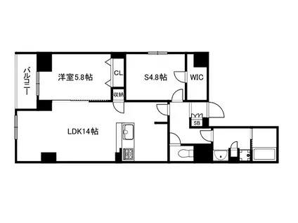 CALM河原町二条(1SLDK/3階)の間取り写真