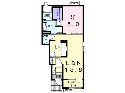 ヌーベル(1LDK/1階)の間取り写真