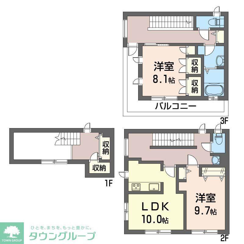 ラージフィールド(2LDK/1階)の間取り写真