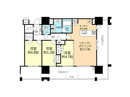 ブランシエラ赤坂はなみずき通 1003号(3LDK/10階)の間取り写真