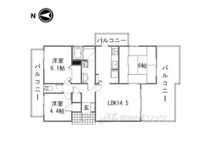 ローレルスクエア木津川台第1期4番館(3LDK/4階)の間取り写真