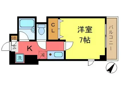 光井グランドハイツII(1K/3階)の間取り写真