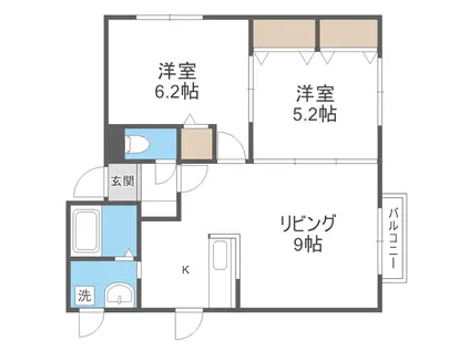 ルミエールライト(2LDK/2階)の間取り写真