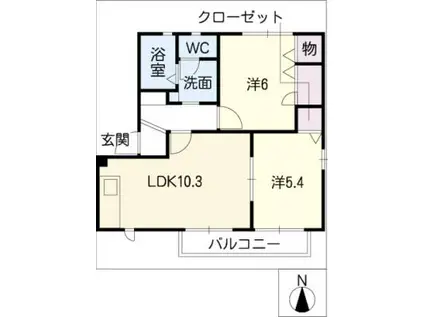 AMOUR(2LDK/1階)の間取り写真