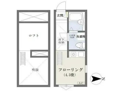 アルモ平安(ワンルーム/1階)の間取り写真