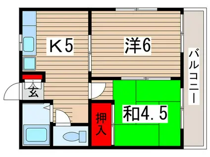 ツインハイムST-B(2K/1階)の間取り写真