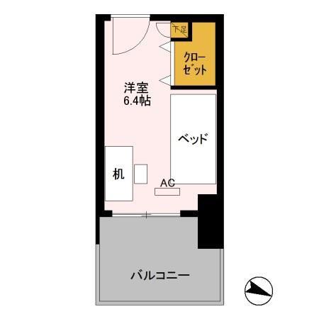 ロイヤルパークスER万代 SHARE万代(ワンルーム/2階)の間取り写真