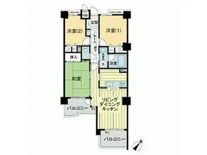 ライオンズマンション庄内緑地(3LDK/3階)の間取り写真