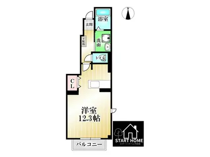 グレースコート A(ワンルーム/1階)の間取り写真