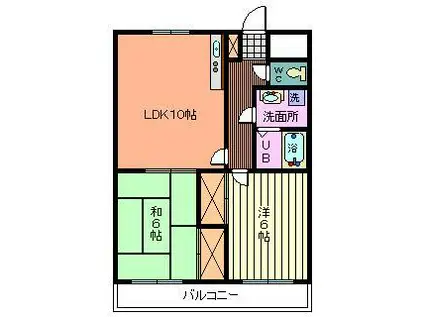 ラフォーレ中浦和II(2LDK/2階)の間取り写真