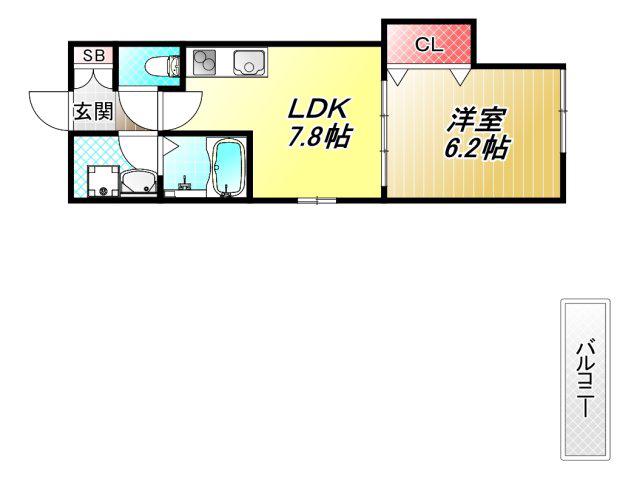 プロスパーコート長瀬(1LDK/3階)の間取り写真