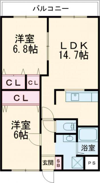 ピュアライフ空(2LDK/4階)の間取り写真