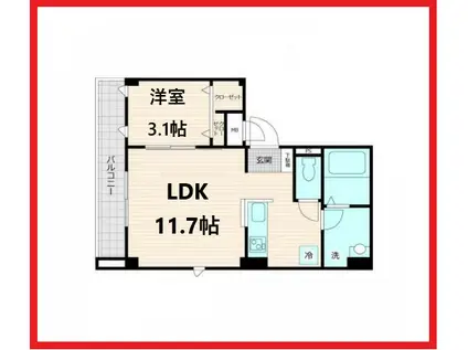  アラメゾン ルアナ(1LDK/4階)の間取り写真