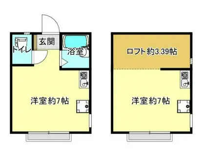ラ・メール潮田(ワンルーム/2階)の間取り写真