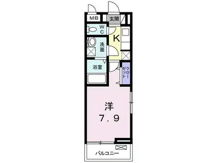 ベル デーア(1K/3階)の間取り写真