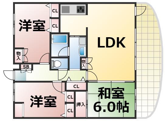 アインス巽(3LDK/5階)の間取り写真