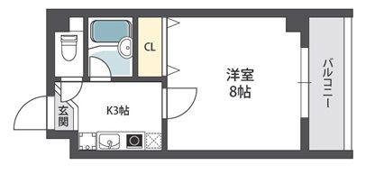 アネックス2号館(1K/4階)の間取り写真