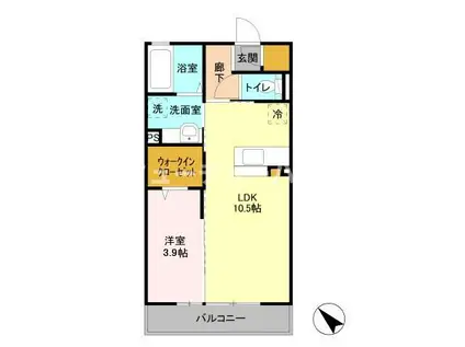 パークドオートムD棟(1LDK/2階)の間取り写真