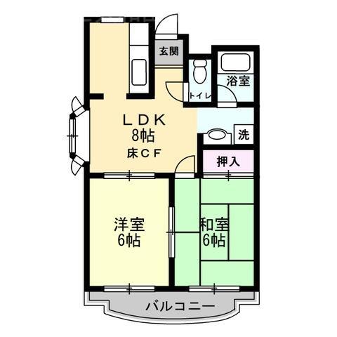ラジャクラブ(2DK/2階)の間取り写真