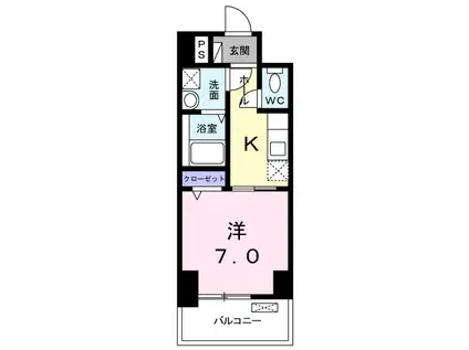 プラチナコート2(1K/8階)の間取り写真