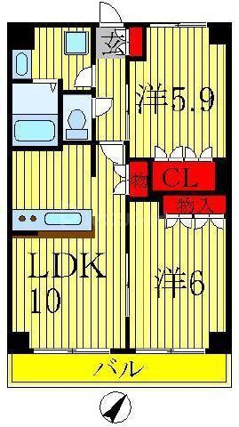 HIMMEL BLA(2LDK/3階)の間取り写真