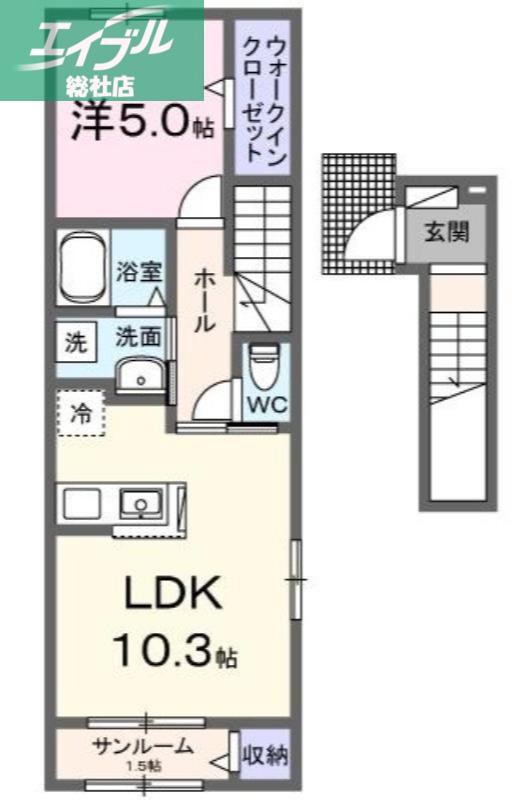 スリール(1LDK/2階)の間取り写真