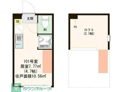 ハーモニーテラス桜上水III(ワンルーム/1階)の間取り写真