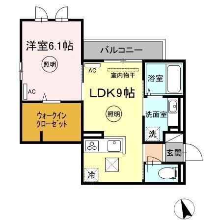 アパッショナート東浜(1LDK/1階)の間取り写真